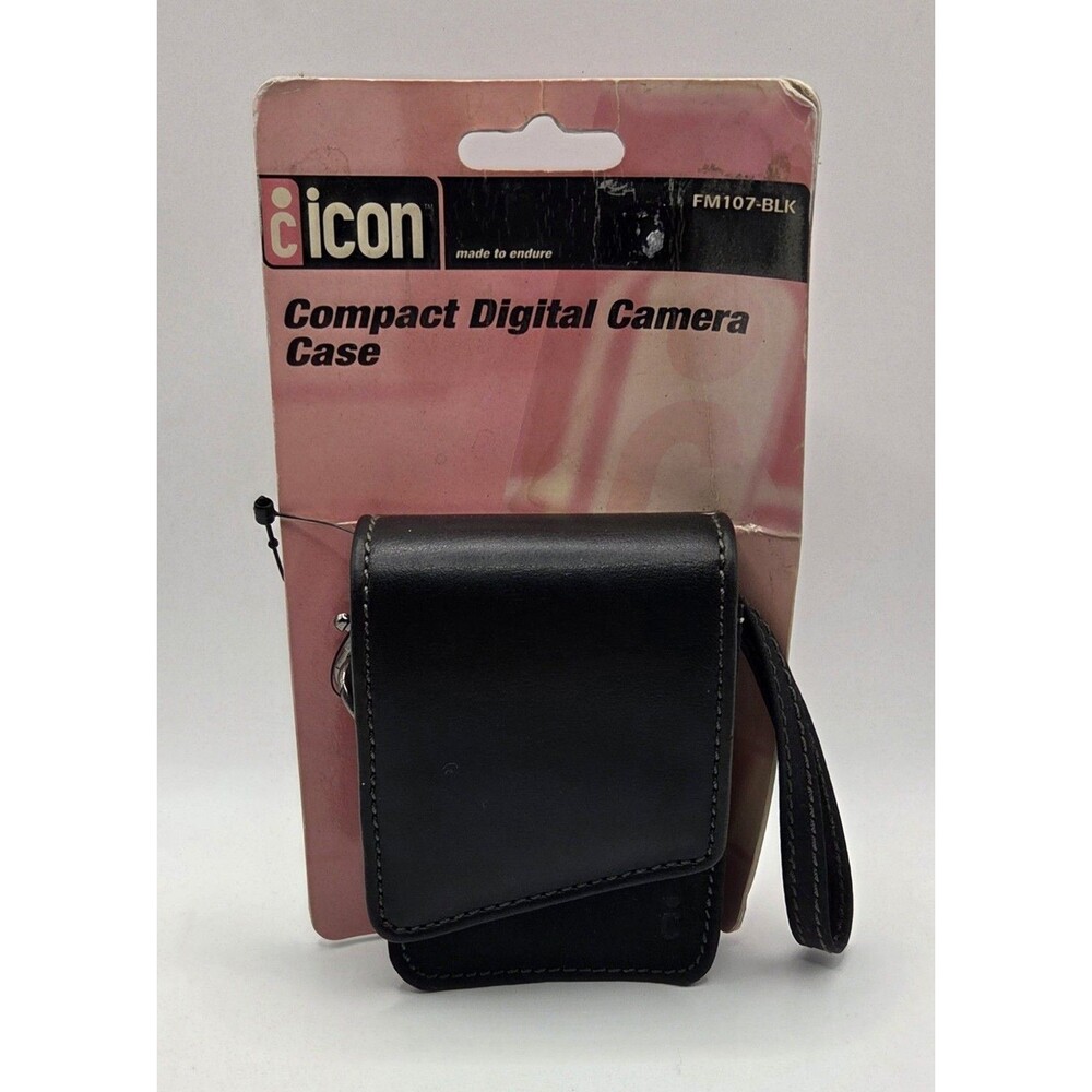 VTG 2006 Icon FM107 Compact Digital Camera Case Faux Leather Black NIB NOS